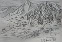 Gebirgslandschaft, 1988, Bleistift-Papier, 30x21